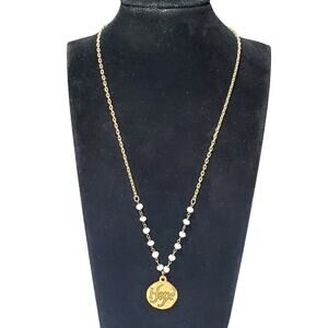 Dove Hope Spiritual Gold Tone Beaded Signed 18" Religious Religion